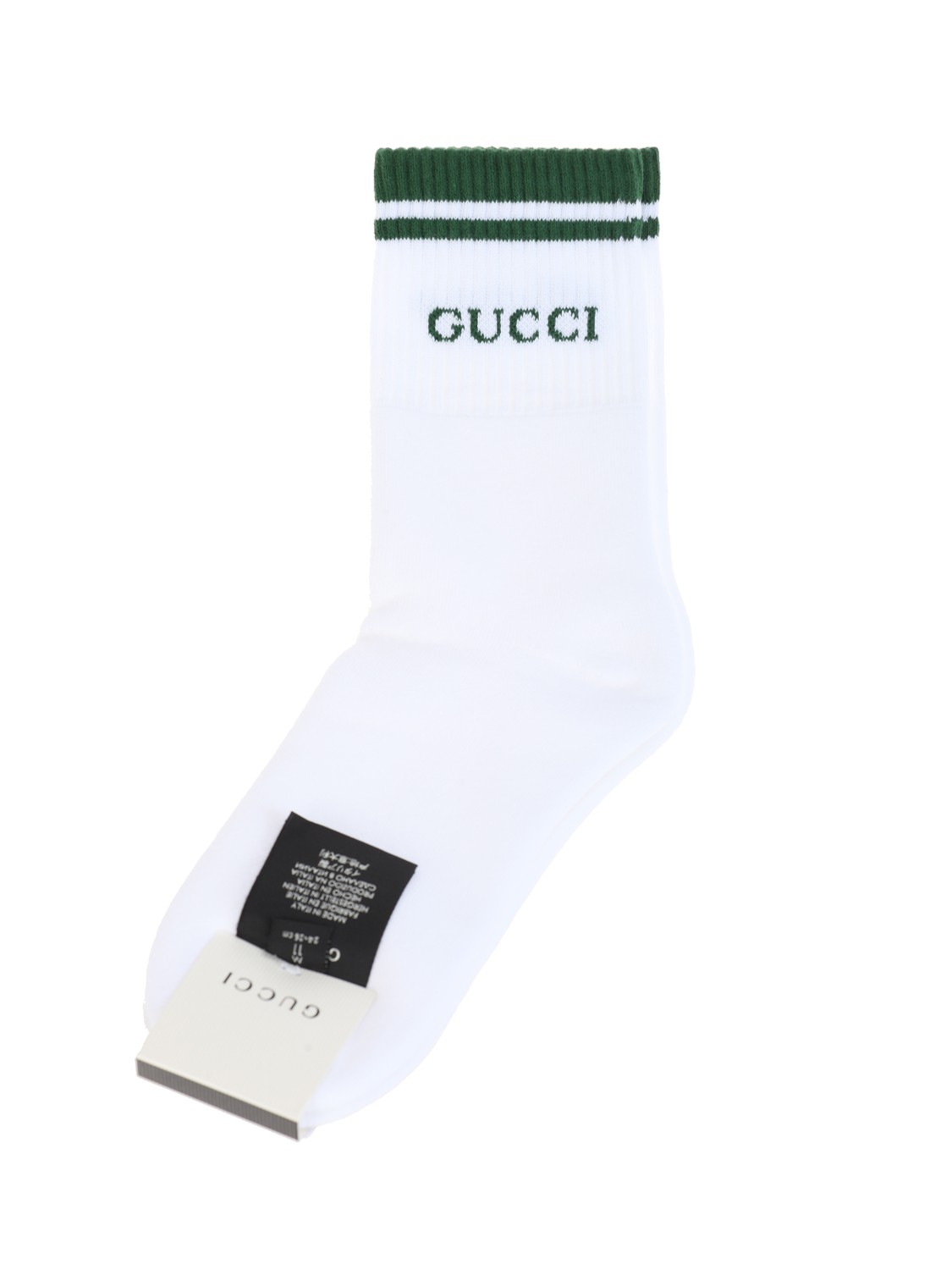 shop GUCCI Saldi calzini: Gucci calzini in cotone con Logo.
Riga a contrasto e logo Gucci.
Composizione: 80% cotone 13% poliammide 7% elastan.
Made in Italy.. 496493 4G293-9066 number 5614458